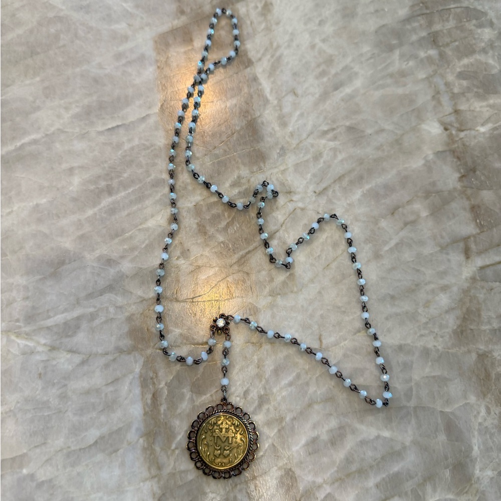 Virgins Saints & Angels Gold and Silver Necklace with Intricate Medallion